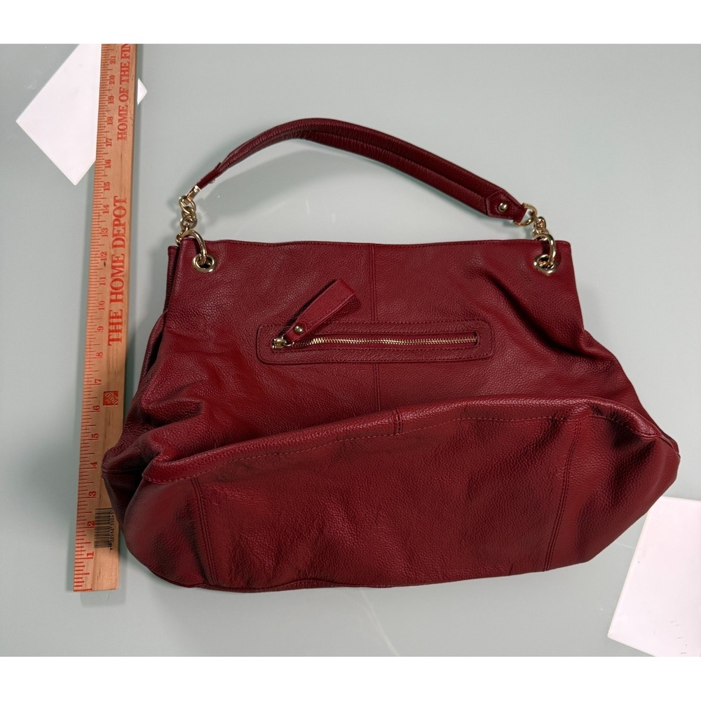 Cuore & Pelle Brand Italian Red Leather Shoulder Bag Gold Tone Chain Hard wear - Picture 9 of 11